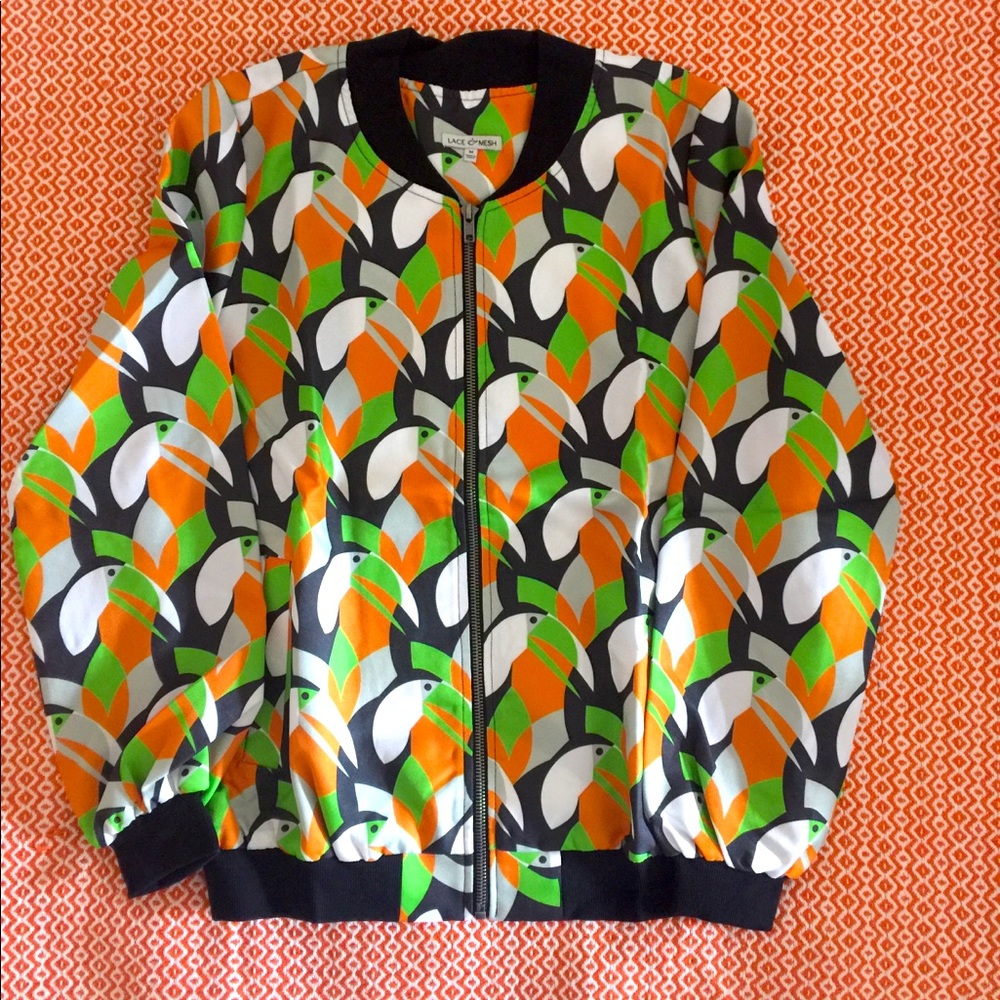 Parrot Printed Bomber Jacket